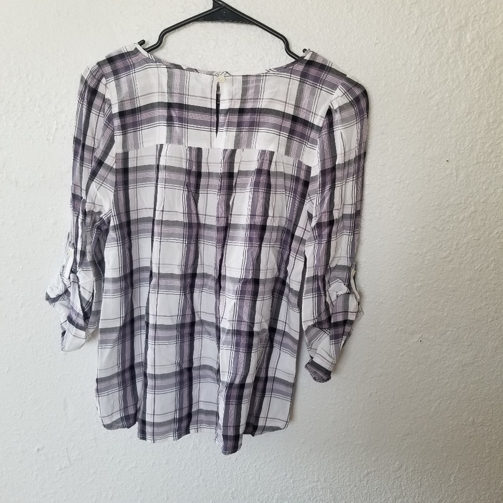 Loft plaid loose fitting 3/4 sleeves top - Picture 5 of 7